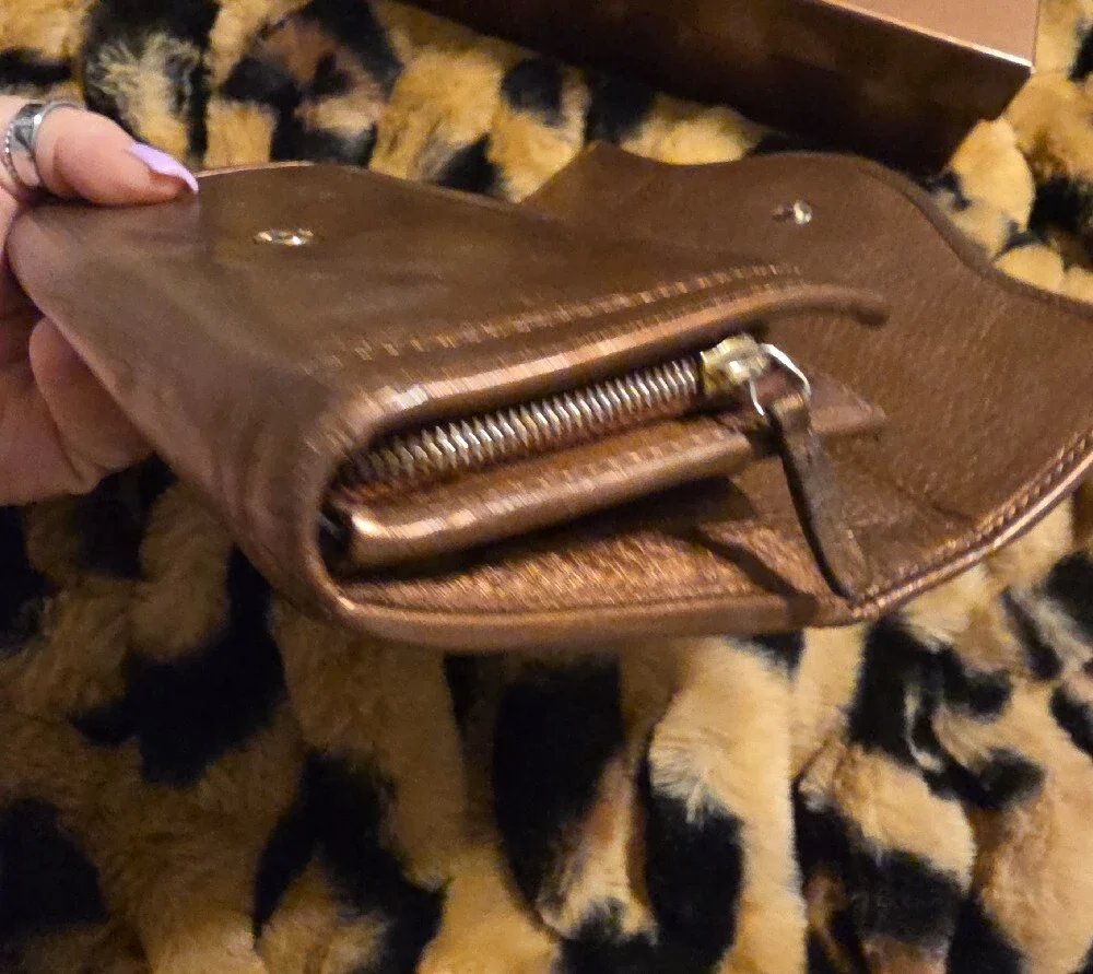 Gucci Metallic Brown Leather Continental Wallet with Double G